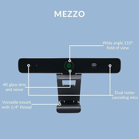 Zoom Certified, Boom Mezzo Ultra HD 4K Webcam, AI auto-framing, Dual Noise-Cancelling mics, 10x Digital Zoom, Light Correction, Flash Memory, 110 Wide Field of View, PC/Mac/Laptop/MacBook