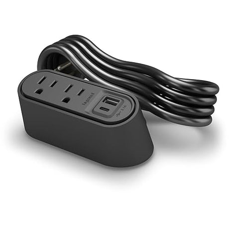 Desktop Power Center Slim, 2 Outlets, USB A/C, Black, 6ft Cord