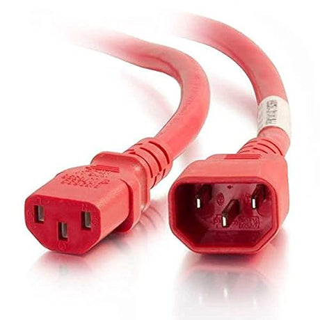 C2G Power Cord, Short Extension Cord, Power Extension Cord, 14 AWG, Red, 2 Feet (0.60 Meters), Cables to Go 17529 Red 2 Feet C14 to C13 14/3 Cord