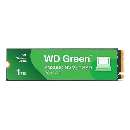 Western Digital 1TB WD Green SN3000 NVMe Internal SSD - Solid State Drive - Gen4 PCIe, M.2 2280, Up to 5,000 MB/s - WDS100T4G0E