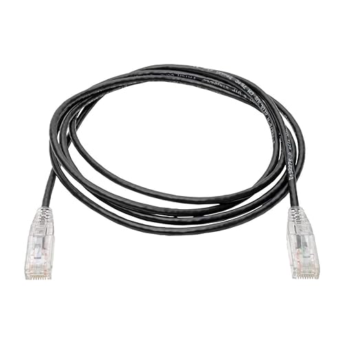 Tripp Lite Cat6 Gigabit Patch Cable Snagless UTP RJ45 Molded Slim Black 7' (N201-S07-BK) Black 7 ft.