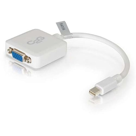 C2G Mini Display Port Adapter, Display Port to VGA, Male to Female, White, 8 inches, Cables to Go 54316 Mini DisplayPort To VGA Cables 0.7 Feet White