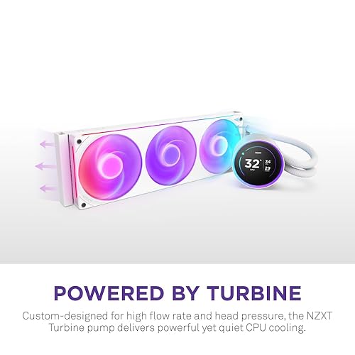 NZXT Kraken Elite 360 RGB 2024 - AIO CPU Liquid Cooler - 360mm Radiator - F360 RGB Core Fan - Customizable 2.72 IPS LCD - NZXT Turbine Pump - AMD® AM5, AM4 - Intel® LGA 1851/1700, 1200/115X - White White 360mm Radiator Kraken Elite 2024 RGB