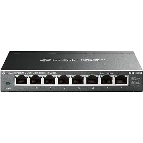 TP-Link TL-SG108S-M2 | 8-Port 2.5G Multi-Gigabit Unmanaged Network Switch, Ethernet Splitter | 2.5G Bandwidth | Plug & Play | Desktop/Wall-Mount | Fanless Metal Design | Limited Lifetime Protection