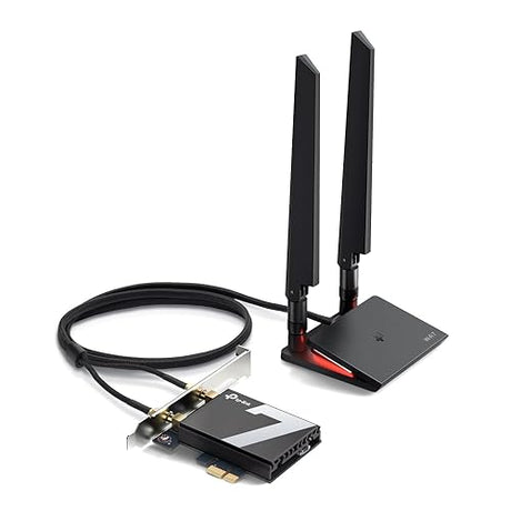 TP-Link Wi-Fi 7 BE9300 PCIe WiFi Card for Desktop PC (Archer TBE550E) - Bluetooth 5.4, WPA3,Tri-Band 9338 Mbps,Multi-Directional Antennas, and USB Drive for Fast Installation (Windows 11 Only)