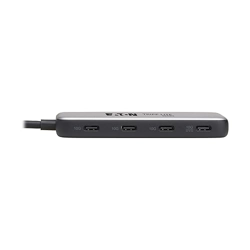 Tripp Lite Series 4-Port USB-C Hub, USB 3.2 Gen 2, 10 Gbps Data Transfer, 100W PD USB-C Charging Hub, Thunderbolt 3 Compatible, Plug-and-Play, Travel-Sized, 3-Year Warranty (U460-004-4C-G2C)