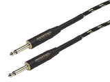 Monoprice Braided Cloth 1/4 Inch (TS) Male 20AWG Instrument Cable Cord - 6 Feet- Black (Gold Plated) 6ft