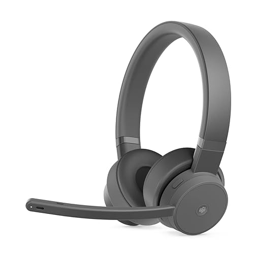 Lenovo Go - Wireless ANC Headset - Bluetooth Headset - Active Noise Cancelling - Rotatable Boom Mic - Microsoft Teams Certified, Iron Grey, Large Wireless Iron Grey