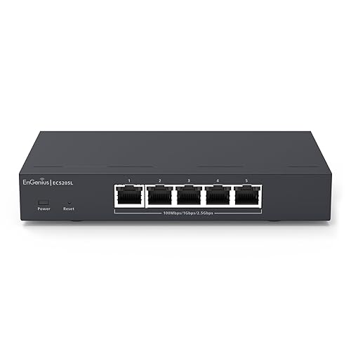 EnGenius ECS205L 5-Port 2.5G Multi-Gigabit Layer 2 Switch – Cloud or On-Premise Managed, Cat5e Compatible, High-Speed Ethernet for Business, Workstations, Servers, and Wi-Fi Access Points