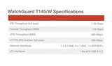 WatchGuard Firebox T145 with 1 Year Total Security Suite - Tabletop Firewall, 2.5Gb, 1Gb & SFP Ports, Enterprise Security for Branch Locations (WGT145641)