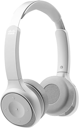 CISCO Headset 730, Wireless Dual On- Ear Bluetooth Headset with Case, USB-A HD Bluetooth Adapter, USB-A and 3.5mm Cables, Platinum, 1-Year Limited Liability Warranty (HS-WL-730-BUNA-P)