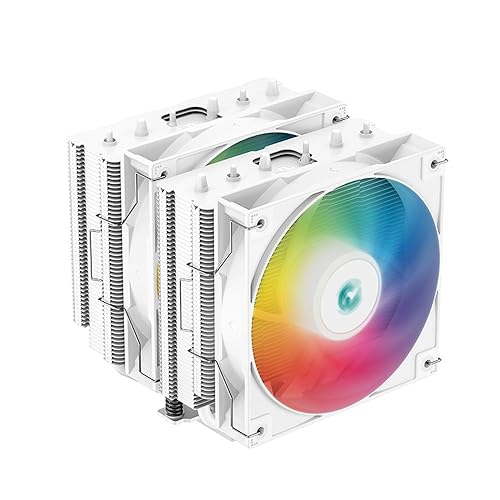 DeepCool AG620 WH ARGB Dual-Tower CPU Cooler, 2X 120mm Fan, Six Copper Heat Pipes, Intel/AMD Support AG620 ARGB White