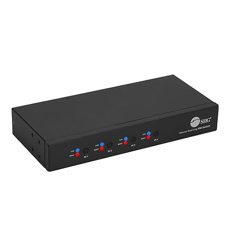 SIIG 4-Port Quad Computers Keyboard and Mouse Roaming Control Switch with USB 2.0 Hub, KM Switch, Support Windows, Mac and Linux Switch Button, Hotkeys,TAA Compliant (JU-SW4311-S1)