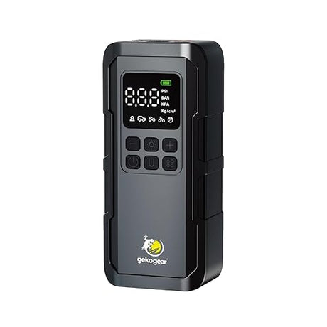 myGekoGear Tire Inflator Portable Air Compressor - 150PSI Portable Air Pump, Accurate Pressure LCD Display, 5 Preset Modes, Fast Inflation for Cars, Bikes & Motorcycle Tires, Balls