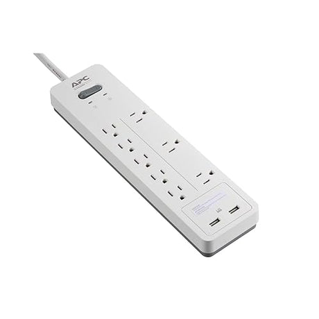 APC 8-Outlet Surge Protector Power Strip with USB Charging Ports, 2160 Joules, SurgeArrest Home/Office (PH8U2W) 8 Outlet OL + USB Charging White