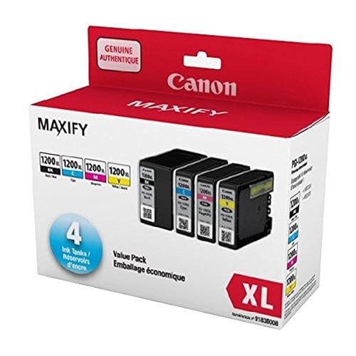 Genuine Canon PGI-1200XL High Yield Four Colour Value Pack, Black, Cyan, Magenta and Yellow Ink Catridges