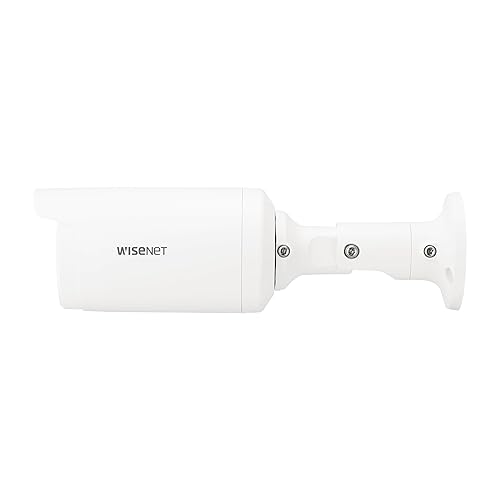HANWHA ANO-L7012R Wisenet IR Bullet Camera, White; 4MP Resolution; 1/3 CMOS Sensor; IR Visibility Up to 65.6 feet; Micro SD/SDHC/SDXC Onboard Memory Slot Up to 128GB; IP66; Fixed Focus