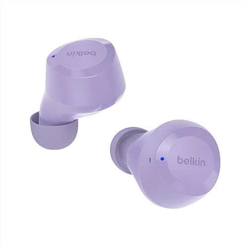 Belkin SoundForm Bolt True Wireless Earbuds, Wireless Charging, IPX4 Sweat and Water-Resistant, USB-C, Up to 28 Hours of Battery Life for Apple iPhone, Samsung Galaxy, Google Pixel, and More- Lavender