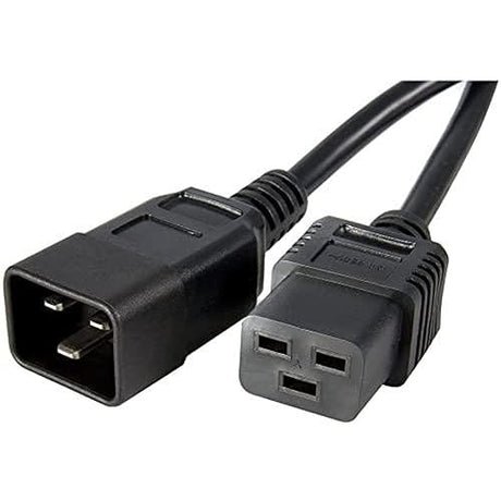 StarTech.com 3ft (1m) Power Extension Cord, IEC C19 To C20, 13A 250V, 16AWG, Computer Power Extension Cord, AC Outlet Extension Cable For Power Supplies And Network Equipment, UL Listed (PXTC19C203) 3ft Standard