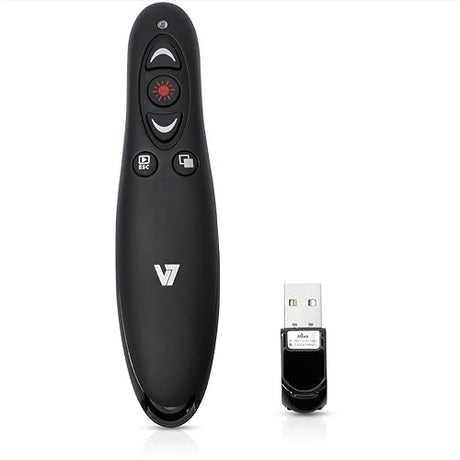 V7 WP100024G19NB Professional Wireless Presenter with Laser Pointer and microSD Card Reader, Black