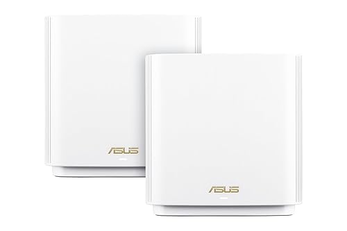 ASUS ZenWiFi Whole-Home Tri-Band Mesh WiFi 6E System (ET9 2PK), Coverage up to 5,500 sq.ft, 7800Mbps, New 6GHz Band, AiMesh, Lifetime Free Internet Security