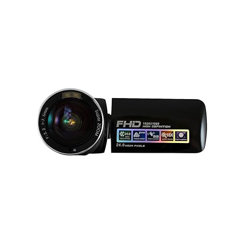 HamiltonBuhl HDV17BK ActionPro FHD Digital Video Camera 24MP, 2.7-Inch TFT-LCD Screen with 270 Angle Rotation, 18x Digital Zoom (Black)