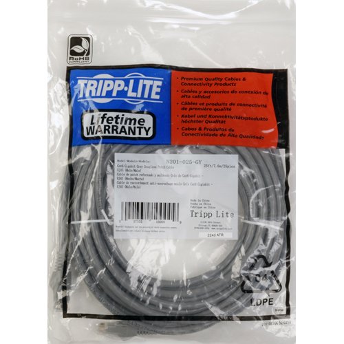 Tripp Lite N201-003-GY 3 Feet Snagless Cat-6 Gigabit Patch Cable (Gray)