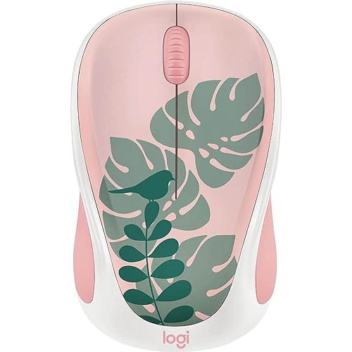 Logitech - Design Collection Limited Edition Wireless Compact Mouse with Colorful Designs - Chirpy Bird Pink