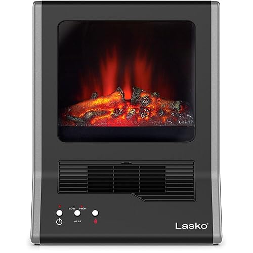 Lasko CA20100 Ultra Ceramic Fireplace Heater, Black