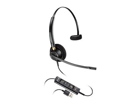 Poly - EncorePro 515-M USB-A and USB-C USB Headset (Plantronics) - Optimized for Teams - Hold & Call Answer Buttons - Works with Avaya, Genesys, & Cisco Call Center Platforms - Single Ear/Mono,Black