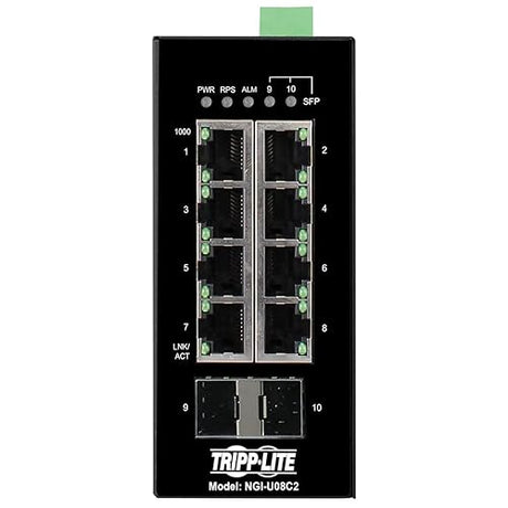 Tripp Lite Industrial 8 Port Ethernet Network Switch 10/100 Mbps -40° to 167°F Temperature Range Unmanaged TAA Compliant DIN Mount (NGI-U08C2)