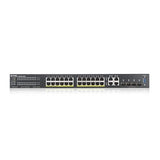 ZyXEL 24-Port Gigabit Ethernet Layer 2 Managed PoE+ Switch with 375 Watt Budget and 4 Gigabit Combo Ports and Hybrid Cloud Mode [GS2220-28HP] 24-Port | PoE+ | 4-Port GbE combo