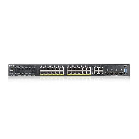 ZyXEL 24-Port Gigabit Ethernet Layer 2 Managed PoE+ Switch with 375 Watt Budget and 4 Gigabit Combo Ports and Hybrid Cloud Mode [GS2220-28HP] 24-Port | PoE+ | 4-Port GbE combo