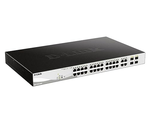 D-Link 28-Port Gigabit Smart Managed PoE Switch, 24 PoE+ Ports (370W), 4 SFP Combo Ports, L2+ features, Static Routing, VLANs, Cable Diagnostics, WebSmart, Web UI, Lifetime Warranty (DGS-1210-28MP) 28 Port, 24 PoE 370W, 4 SFP