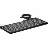 HP 405 Multi-Device Backlit Wired Keyboard (7N7C1UT) - Cable Connectivity - USB Type C, USB Type A Interface - LED - 20 Microphone Mute, Emoji, Language Switch Hot Key(s) - Windows 11, Windows 10, mac