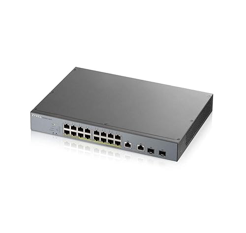 Zyxel Nebula 16-Port Gigabit Smart Managed PoE+ Switch with 250 Watt Budget and 2 Gigabit Combo Ports with Nebula Cloud Managment, Long Range PoE Switch [GS1350-18HP]