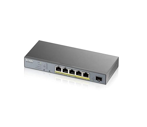 Zyxel Nebula 5-Port Gigabit Smart Managed PoE+ (2 PoE++ Ports) Switch with 60 Watt Budget and 1 SFP with Nebula Cloud Managment, Long Range PoE Switch [GS1350-6HP]