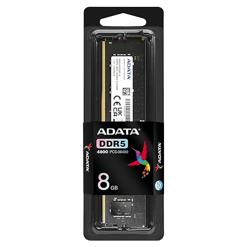 ADATA Premier DDR5 4800MHz 8GB UDIMM Memory RAM Module Single (AD5U48008G-S) 1x8GB 4800Mhz Black