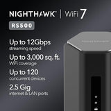 NETGEAR Nighthawk Tri-Band WiFi 7 Router (RS500) – Security Features, BE12000 Wireless Speed (up to 12Gbps) - Covers up to 3,000 sq. ft., 120 Devices – 2.5 Gig Internet Port