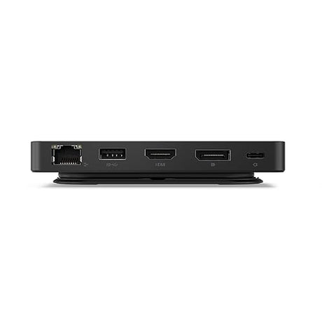 Lenovo USB-C Dual Display Travel Dock, 7 Ports, HDMI & DP Ports Support Dual Displays at 4K, Up to 100W PD Pass Through, Integrated USB-C Cable, Black USB Dock