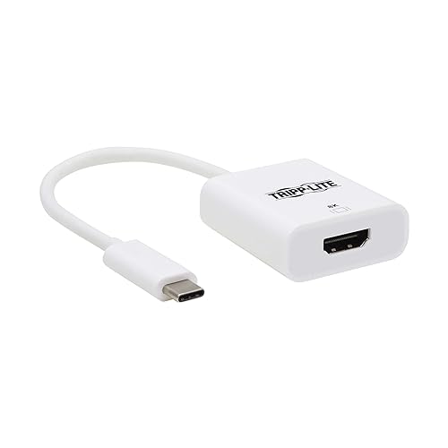 Tripp Lite USB-C to HDMI Adapter, 8K @ 30Hz, 6-inch Cable, Windows & Mac Compatible, Male-to-Female, HDR 4:4:4, HDCP 2.3, Plug-and-Play No Software Needed, White, 1-Year Warranty (U444-06N-HD8KW)