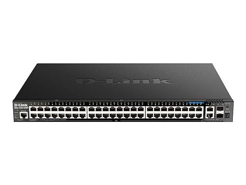 D-Link 52-Port PoE Switch, Gigabit Ethernet Layer 3 Stackable Smart-Managed, 44x PoE (370 Watt), 4X 2.5GBase-T PoE, 2X 10GBase-T, 2X 10G SFP+ Ports (DGS-1520-52MP)
