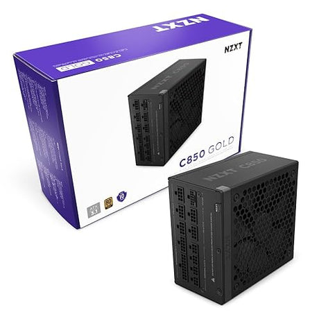 NZXT C850 Gold ATX 3.1 - Fully Modular Low-Noise PC Gaming Power Supply - 850 Watts - 80 Plus Gold - 12V-2x6 Connector - Zero Fan Mode - 100% Japanese Capacitors - Black C Series ATX 3.1 Black 850W Gold