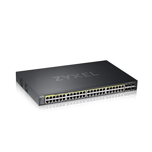 Zyxel 44-Port Gigabit Ethernet Layer 2 Managed PoE+ Switch with 375 Watt Budget and 4 Gigabit Combo Ports + 2 SFP and Hybrid Cloud Mode [GS2220-50HP] 48-Port | PoE+ | 4-Port GbE | 2 SFP