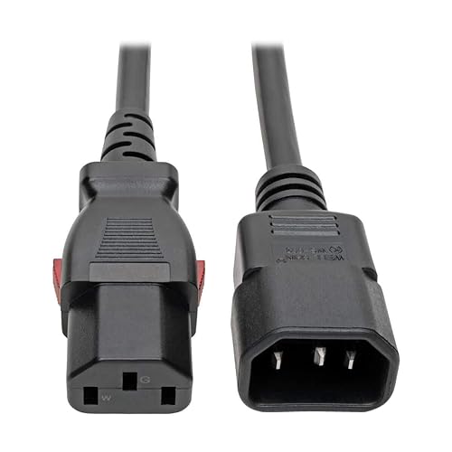 Tripp Lite Computer Power Cord Extension (C14 to C13 Power Cord), Locking C13 Connector, 10A, 100-250V, 18AWG, 3 ft. (P004-L03)