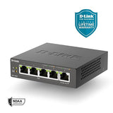 D-Link 5-Port Gigabit PoE+ Unmanaged/Plug and Play (60W Total PoE Budget 4xPort) Metal Compact Desktop Switch - (DGS-1005P) Metal 5-Port Gigabit POE