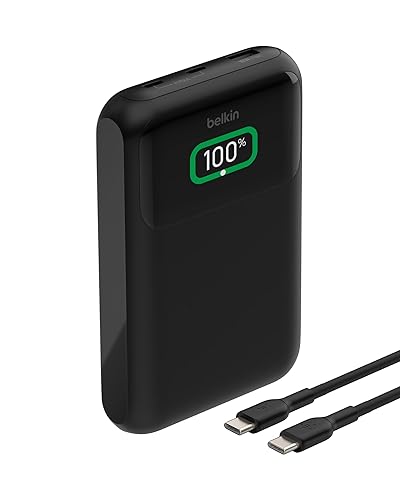 Belkin BoostCharge 3-Port Laptop Power Bank 20K w/USB-C & USB-A Ports, Fast Charge USB-C Power Delivery, Portable iPhone Charger for MacBook, iPhone 16 Series, iPad Pro, Galaxy S24, & More - Black