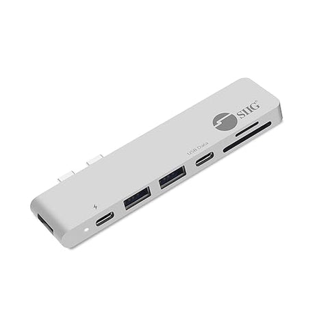 Thunderbolt 3, SIIG Aluminum USB Type C Hub with 4K @30Hz HDMI, SD/Micro SD Card Reader, 2 USB 3.1 Gen 1 Ports, PD Port for 2016/2017 MacBook 13 & 15 - Silver Silver With Hdmi