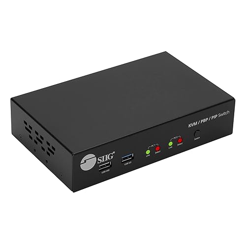 SIIG 2-Port 4K KVM Switch HDMI with Picture-by-Picture (PbP) Mouse Cursor Roaming and Picture-in-Picture (PiP) Image for 2 Computers, Support Windows and Linux, TAA Compliant (CE-KV0G11-S1)