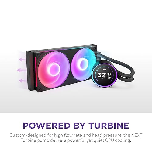 NZXT Kraken Elite 280 RGB 2024 - AIO CPU Liquid Cooler - 280mm Radiator - F280 RGB Core Fan - Customizable 2.72 IPS LCD - NZXT Turbine Pump - AMD® AM5, AM4 - Intel® LGA 1851/1700, 1200/115X - Black Black 280mm Radiator Kraken Elite RGB